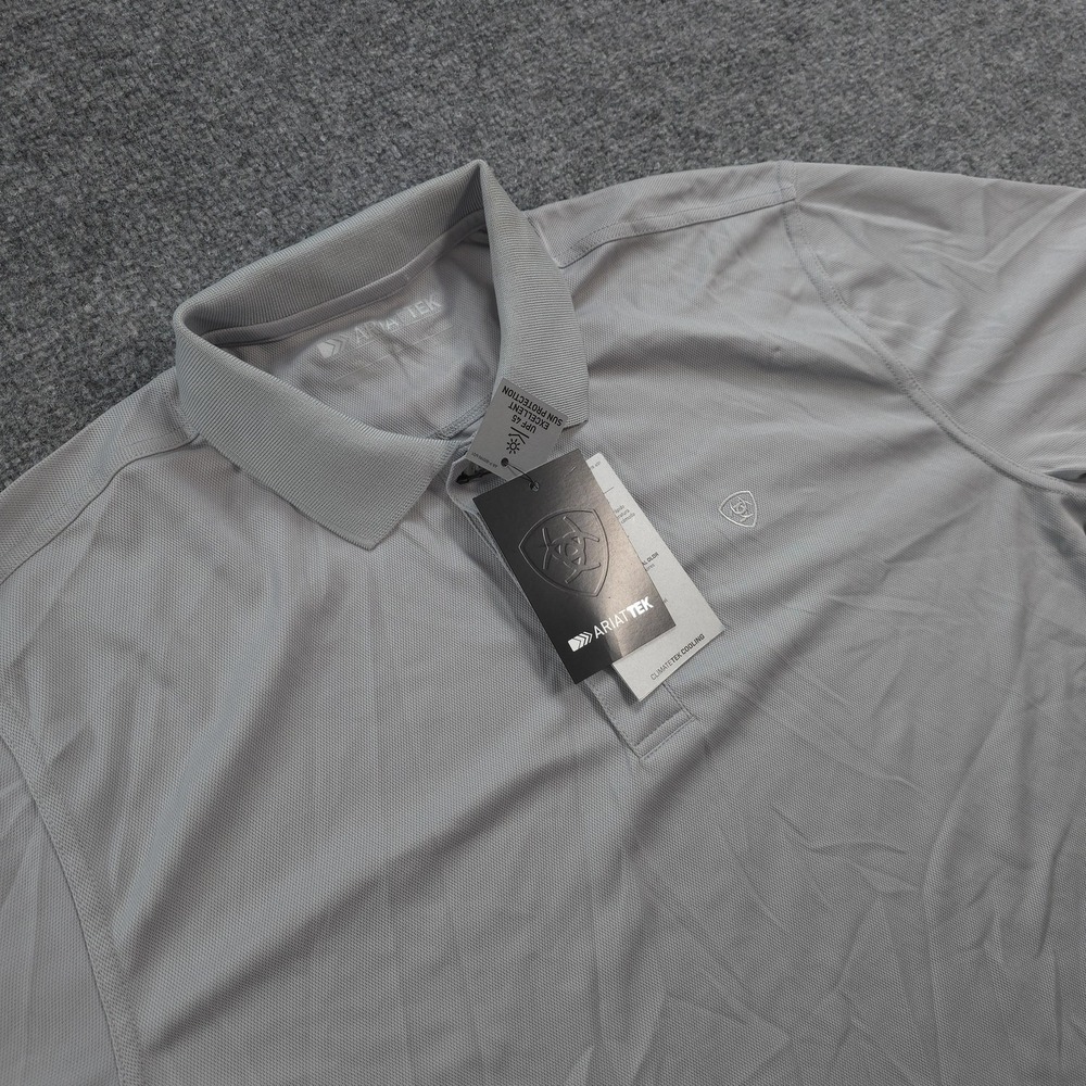 Ariat Polo Shirt Mens Medium Gray Tek SS AriatTEK Cooling UPF 45 Performance